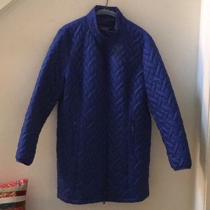 Women’s Lands End blue quilted car coat Size XL